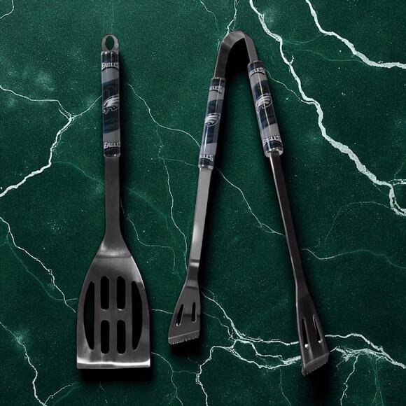 Philadelphia Eagles NFL Tailgate BBQ Grill Set Barbecue Spatula Tong Set x2 Tool - Picture 13 of 13
